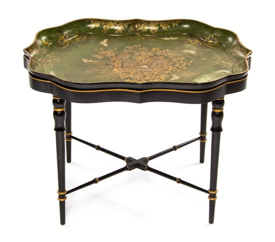 Appraisal: Sale Lot A Victorian Green Lacquered and Mother-of-Pearl Inlaid Chinoiserie