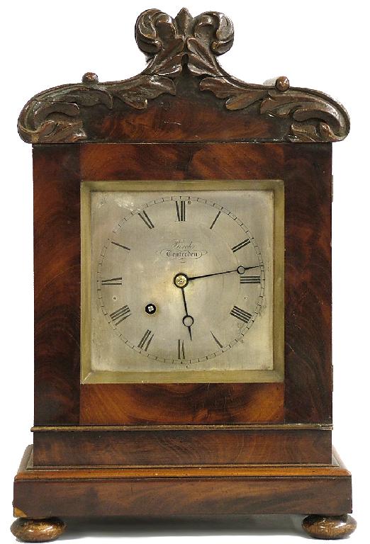 Appraisal: Good small mahogany single fusee bracket clock the square silvered