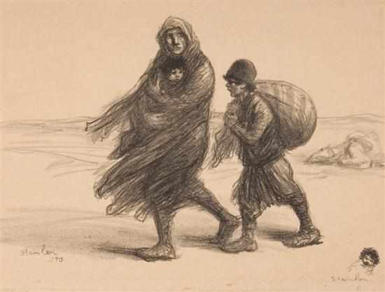 Appraisal: Theophile Alexandre Steinlen French - ''Refugies'' lithograph ed signed and