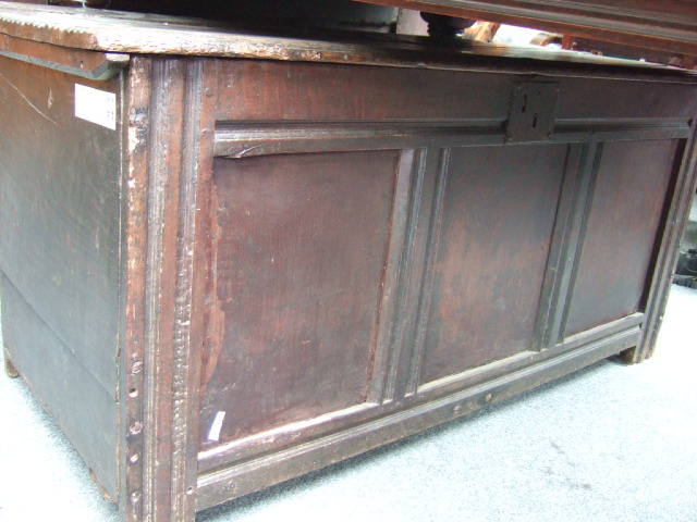 Appraisal: A th century made up oak coffer with plank top