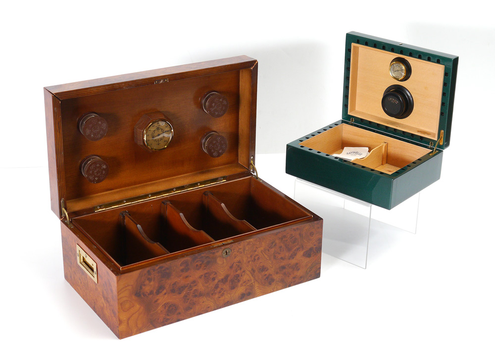 Appraisal: ITALIAN CIGAR HUMIDORS pieces total to include Italian burl wood