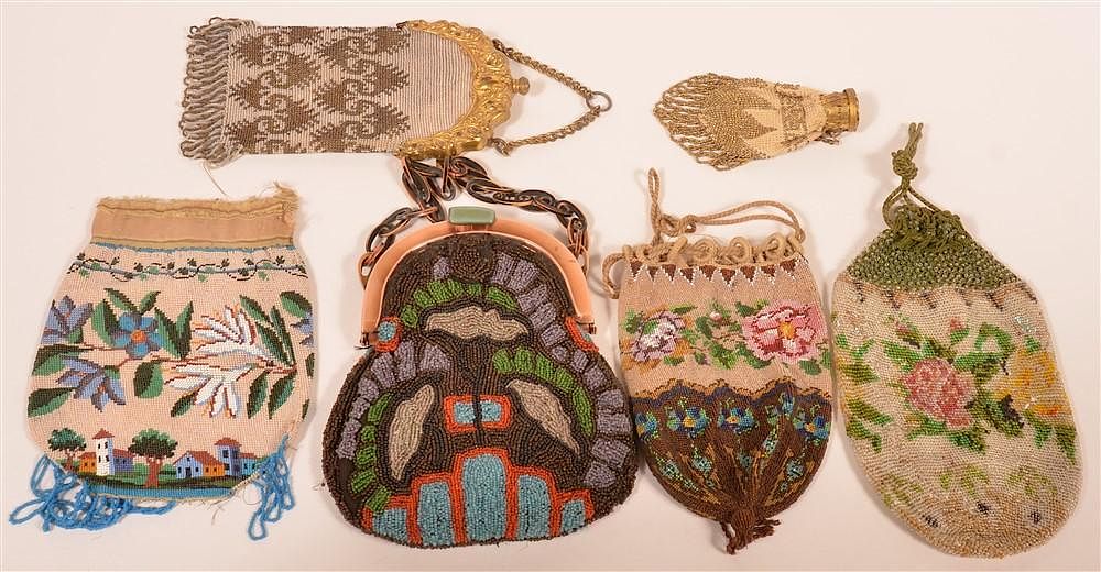 Appraisal: Six Late th Early th Century Beaded Purses Six Various