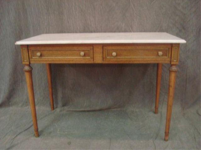 Appraisal: Louis XVI Style Drawer Alabaster Top Table Dimensions x x