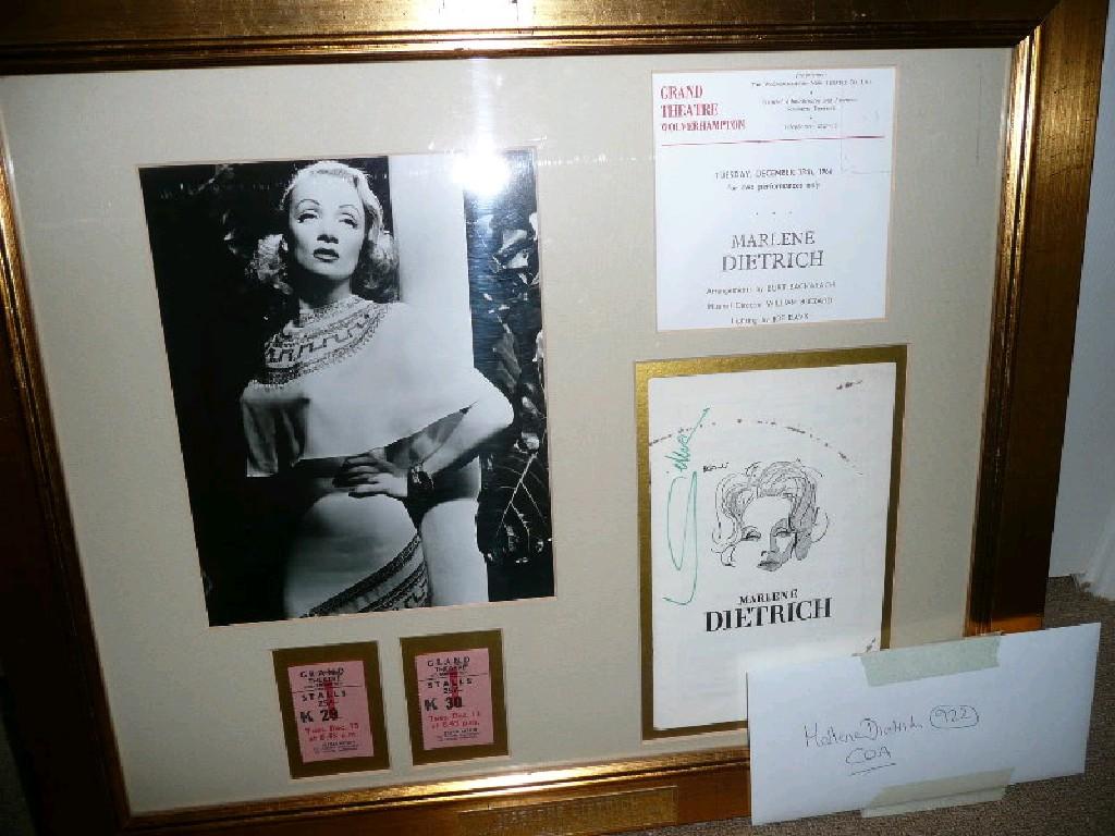 Appraisal: A framed picture of Marlene Dietrich plus two Grand Theatre