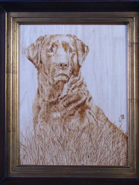 Appraisal: Julie Bender CO Active x Pyrography signed lower right Elder