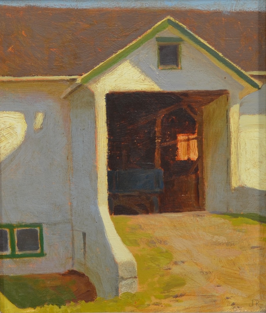 Appraisal: Jon Redmond American PA b oil on panel Barn monogrammed