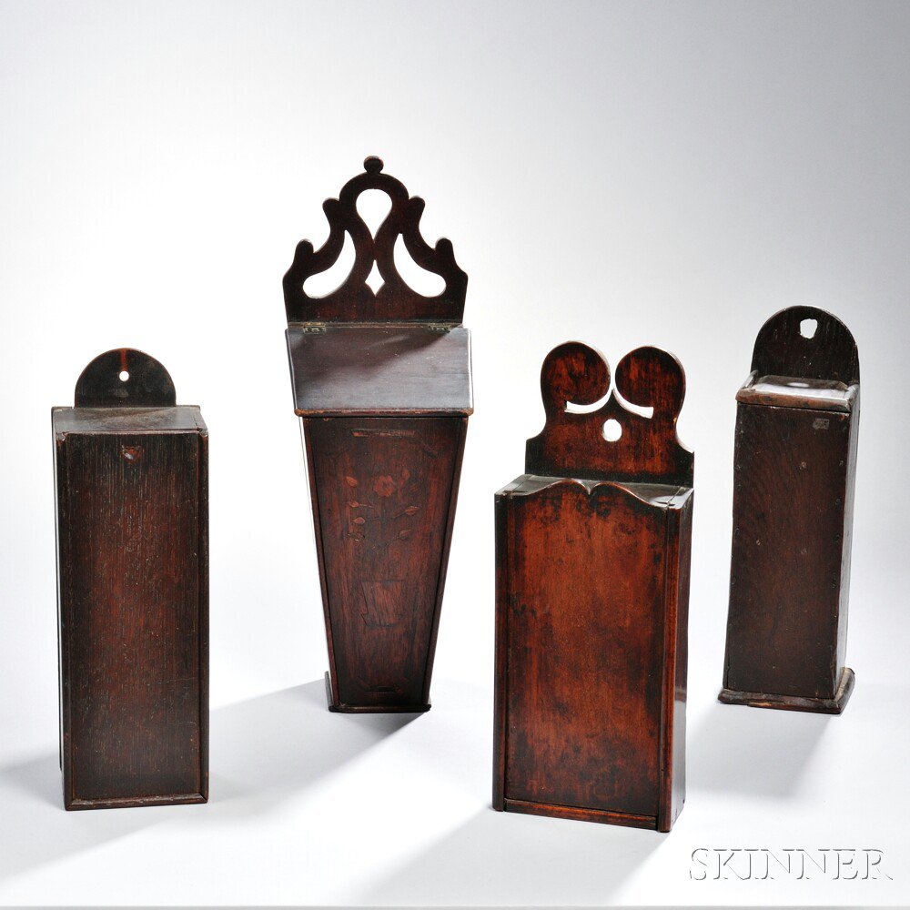 Appraisal: Four Carved English Boxes th th century three pipeboxes one