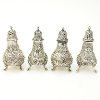 Appraisal: Two Pairs of Sterling Silver Repousse Salt and Pepper Shakers