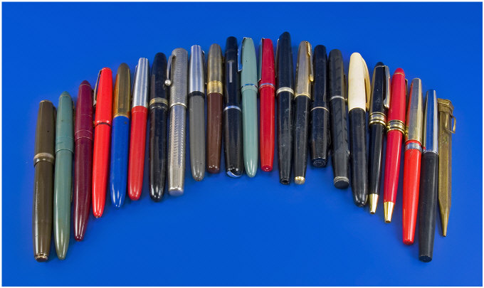 Appraisal: Collection Of Pens Comprising Parker Duofold Universal Platignum Stratford Queensway