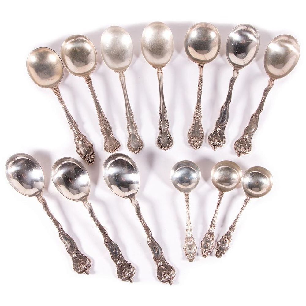 Appraisal: Sterling Soup Spoons th Century Sterling Soup Spoons Weight- g