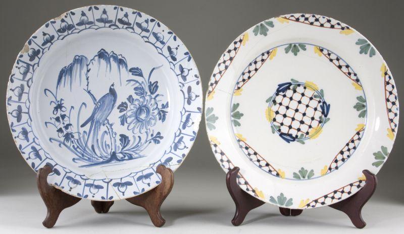 Appraisal: Two Early Delftware Chargers likely English late th - early