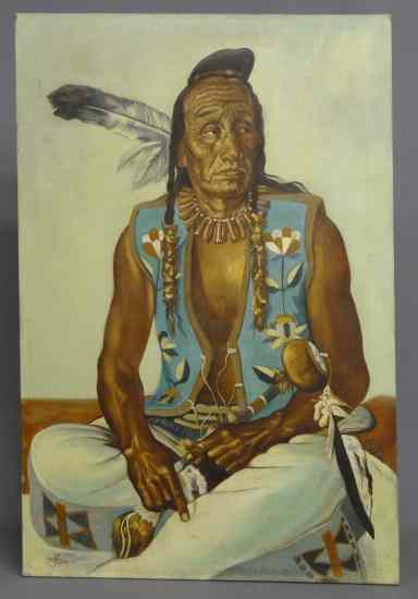 Appraisal: Painting oil on canvas Native American signed ''Morman'' Unframed ''