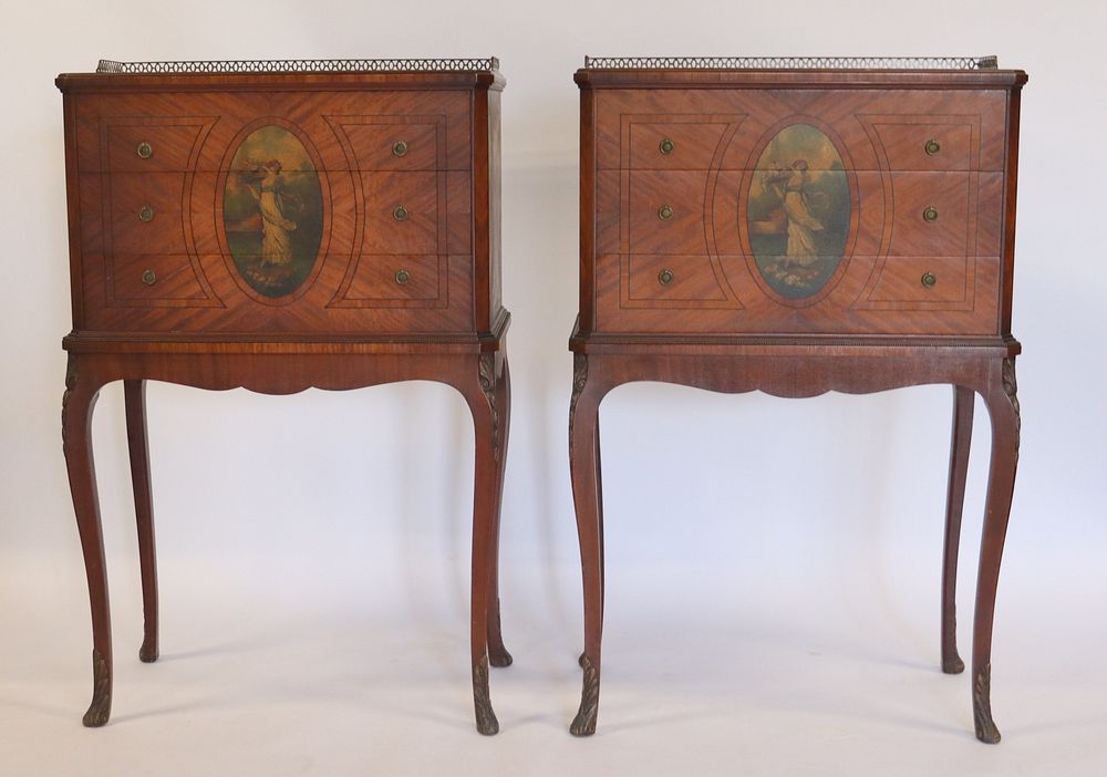 Appraisal: A Pair Of Antique Adams Style Satinwood Chests Rare to