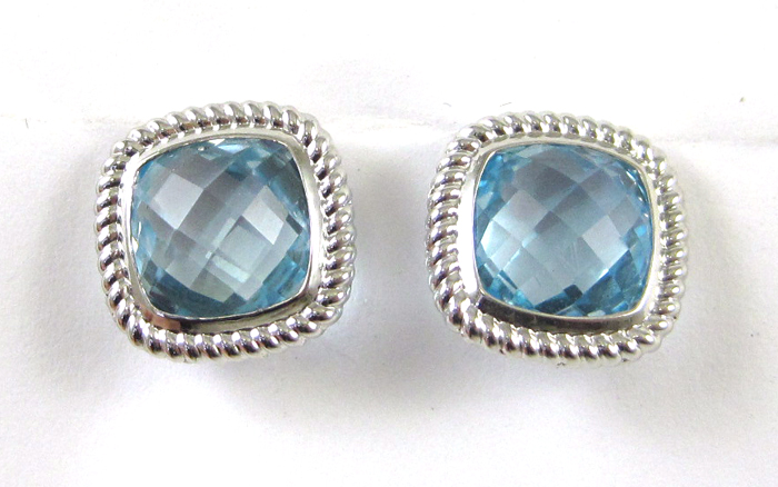 Appraisal: PAIR OF BLUE TOPAZ EARRINGS each k white gold set