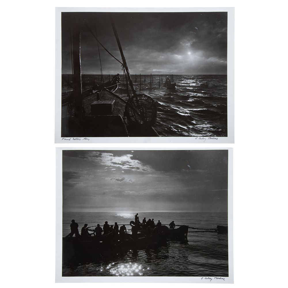 Appraisal: A Aubrey Bodine Fishermen two photos American - Pound Netters-Bay