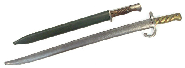 Appraisal: th century French steel bladed bayonet with scabard and chased