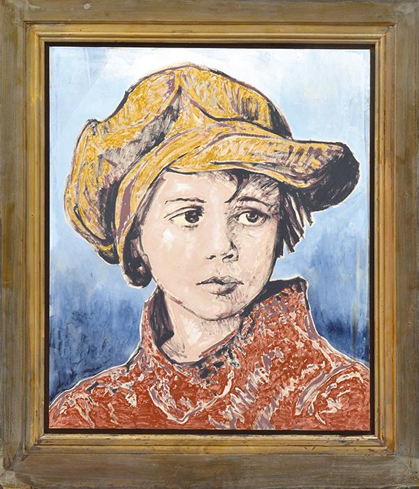 Appraisal: DAVID BROMLEY BORN Floppy Hat Boy oil and acrylic on