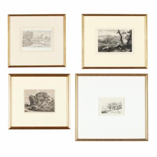 Appraisal: Four Silvan Views etchings to include Henri Joseph Harpignies French