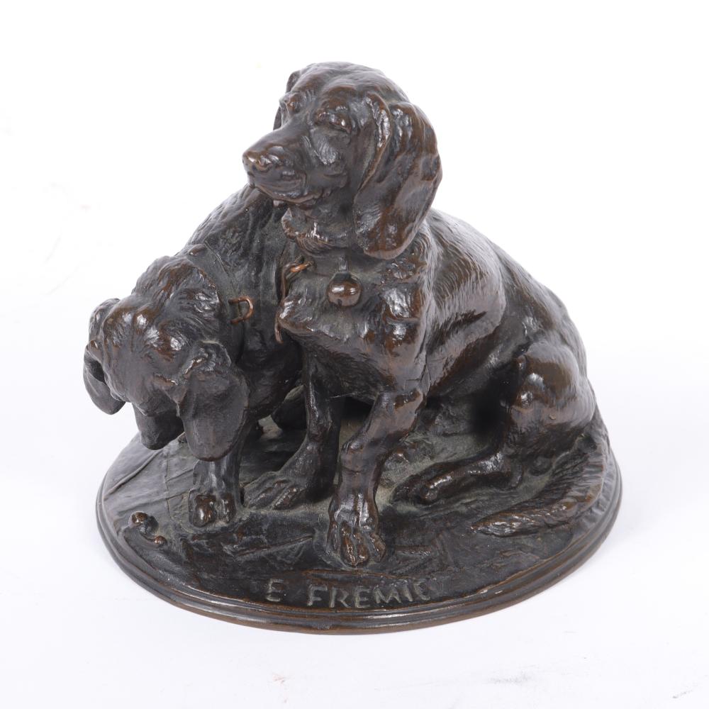 Appraisal: EMMANUEL FREMIET FRENCH - BASSETS RAVAGEOT AND RAVAGEOL BRONZE DOG