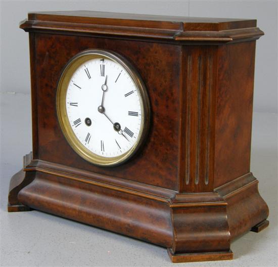 Appraisal: th century walnut mantel clock with twin train movement h