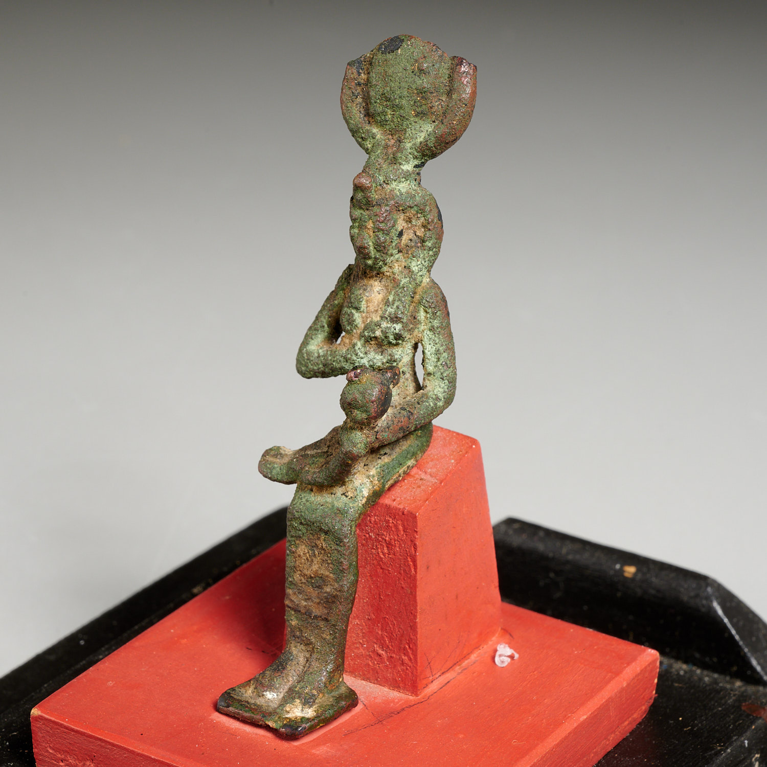 Appraisal: ANCIENT EGYPTIAN BRONZE ISIS AND HORUS EX-MUSEUM Probably c -