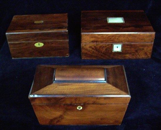 Appraisal: A th Century rosewood box cm wide a mahogany caddy