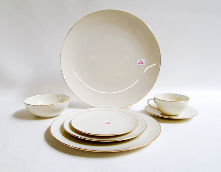 Appraisal: LENOX CHINA SET Olympia pattern pieces including dinner plated salad