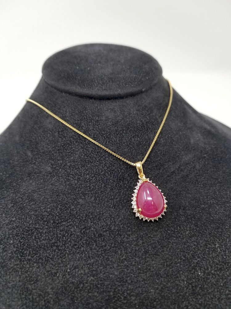 Appraisal: Ruby Sapphire Sterling Pendant Necklace Ruby Sapphire Sterling Pendant Necklace