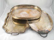 Appraisal: Three silver plated trays one with gallery one gadrooned on