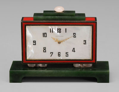 Appraisal: Tiffany Deco clock sterling case with red and black enamel