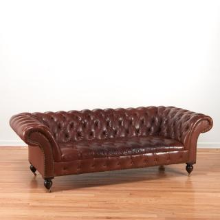 Appraisal: Ralph Lauren brown leather Chesterfield sofa Ralph Lauren brown leather