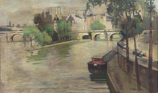 Appraisal: KLUGE Constantin Oil on Canvas Seine River Paris Signed lower