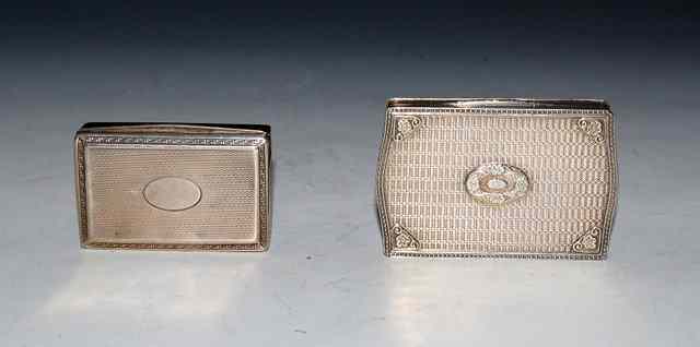 Appraisal: A CONTINENTAL SILVER SNUFF BOX with engine turned decoration beaded