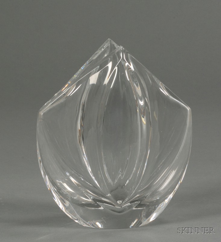 Appraisal: Baccarat Colorless Glass Vase designed by Robert Rigot etched Baccarat