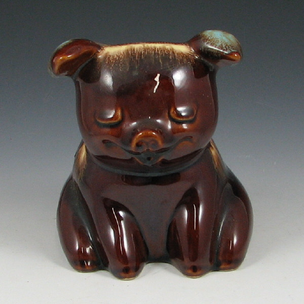 Appraisal: Hull Corky Sitting Pig Bank in Mirror Brown Blue Corky