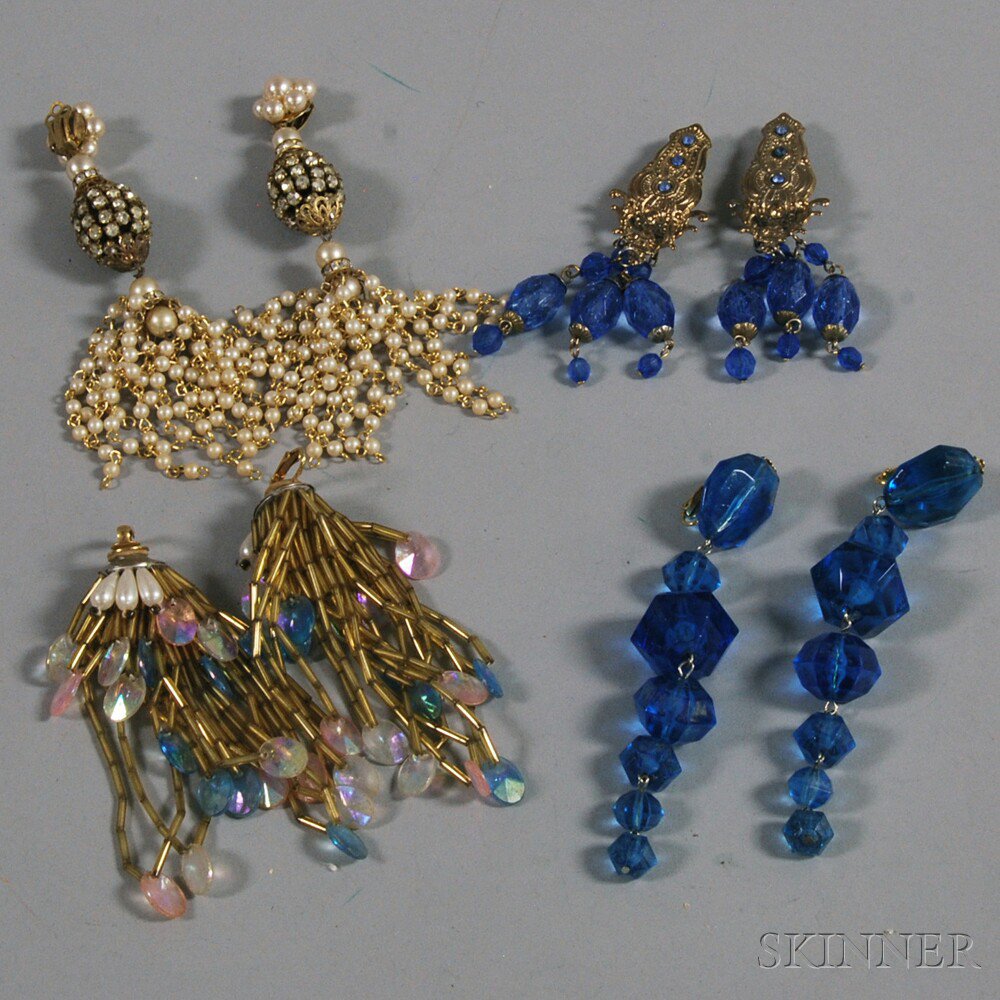 Appraisal: Four Pairs of Oversized Costume Earpendants unsigned two pairs with