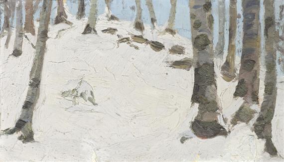 Appraisal: ELMIGER FRANZ Ermensee - Luzern Sunny forest in winter Circa