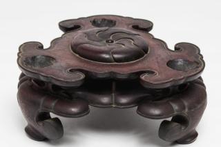 Appraisal: Chinese Qing Carved Hardwood Antique Chinese wood stand Qing Dynasty