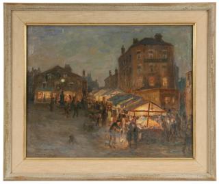 Appraisal: FREDERICK STEAD UK - Street Market at Night oil on