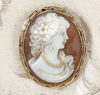 Appraisal: CAMEO BROOCH k yellow gold with beautifully carved woman's profile