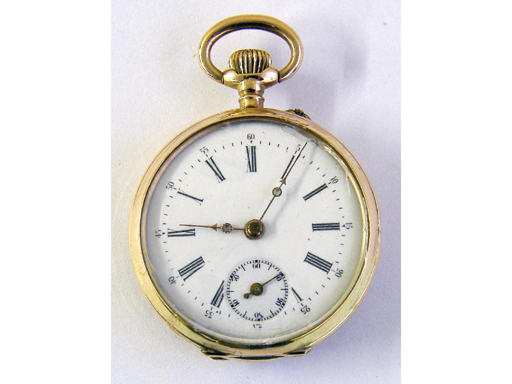 Appraisal: ct engraved cylinder fob watch with a gilt foliate dial