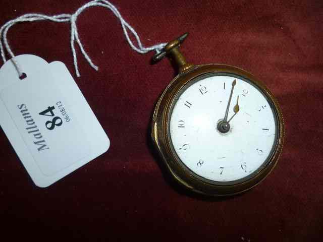 Appraisal: A GEORGIAN POCKET WATCH with gilt pair case the enamelled