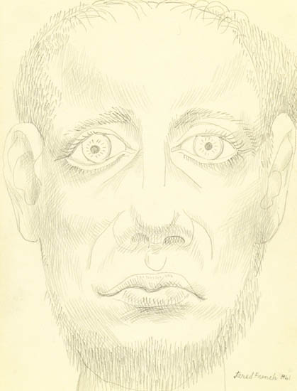 Appraisal: JARED FRENCH Portrait of a Man Pencil on heavy cream