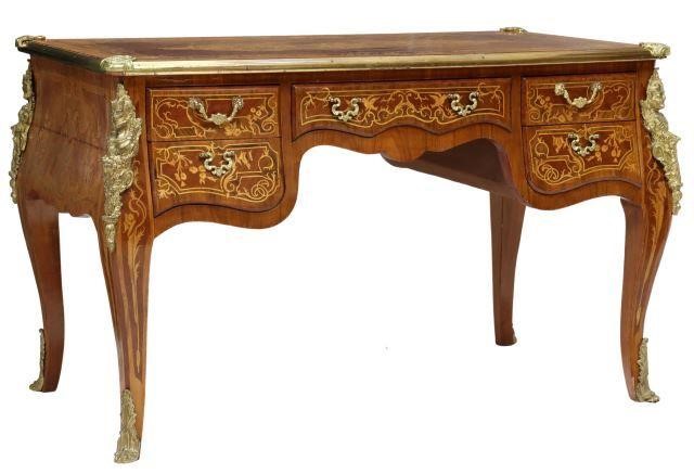 Appraisal: Louis XV style writing desk th c accented with floral