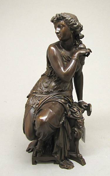 Appraisal: A painted bronze figure of a classical woman after Auguste