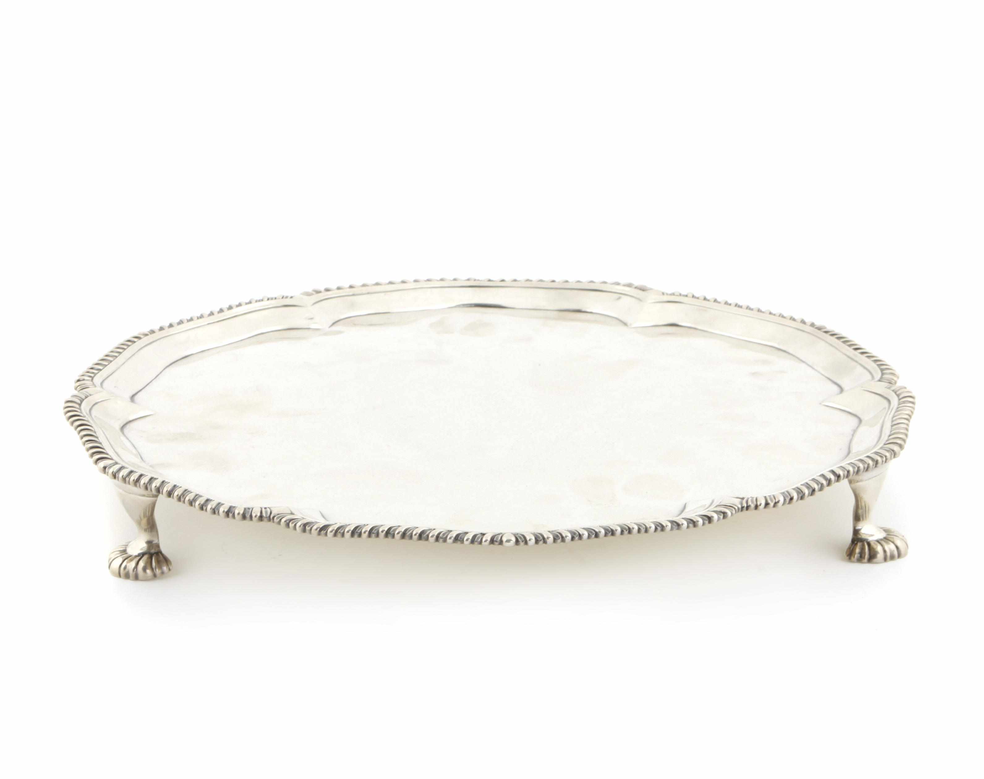 Appraisal: A George III sterling silver tripod salver Ebenezer Coker London