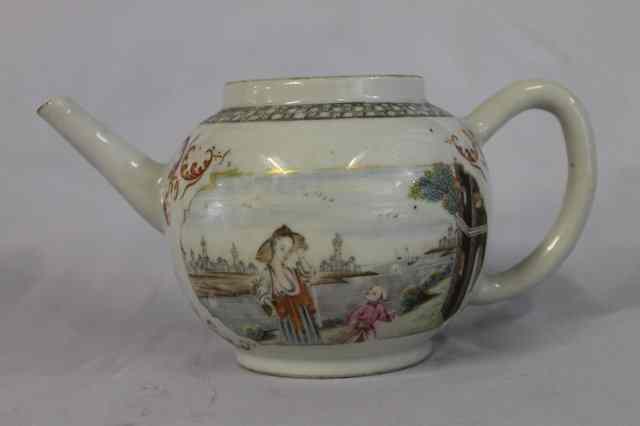 Appraisal: A CHINESE EUROPEAN SUBJECT TEAPOT Qianlong circa painted in Meissen