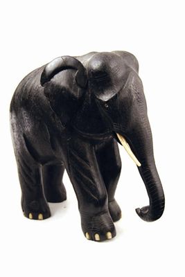 Appraisal: A carved ebony and bone model of an African elephant