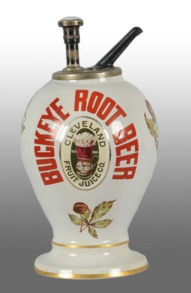 Appraisal: Ceramic Buckeye Root Beer Syrup Dispenser Description Circa Nice graphics