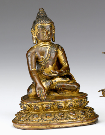 Appraisal: Early Sino Tibetan gilt bronze Buddha th century Well cast